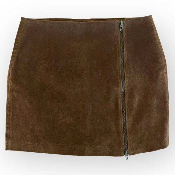 BLANKNYC Zip Suede Miniskirt In Caramel Macchiato Size 29 NEW - Picture 4 of 11